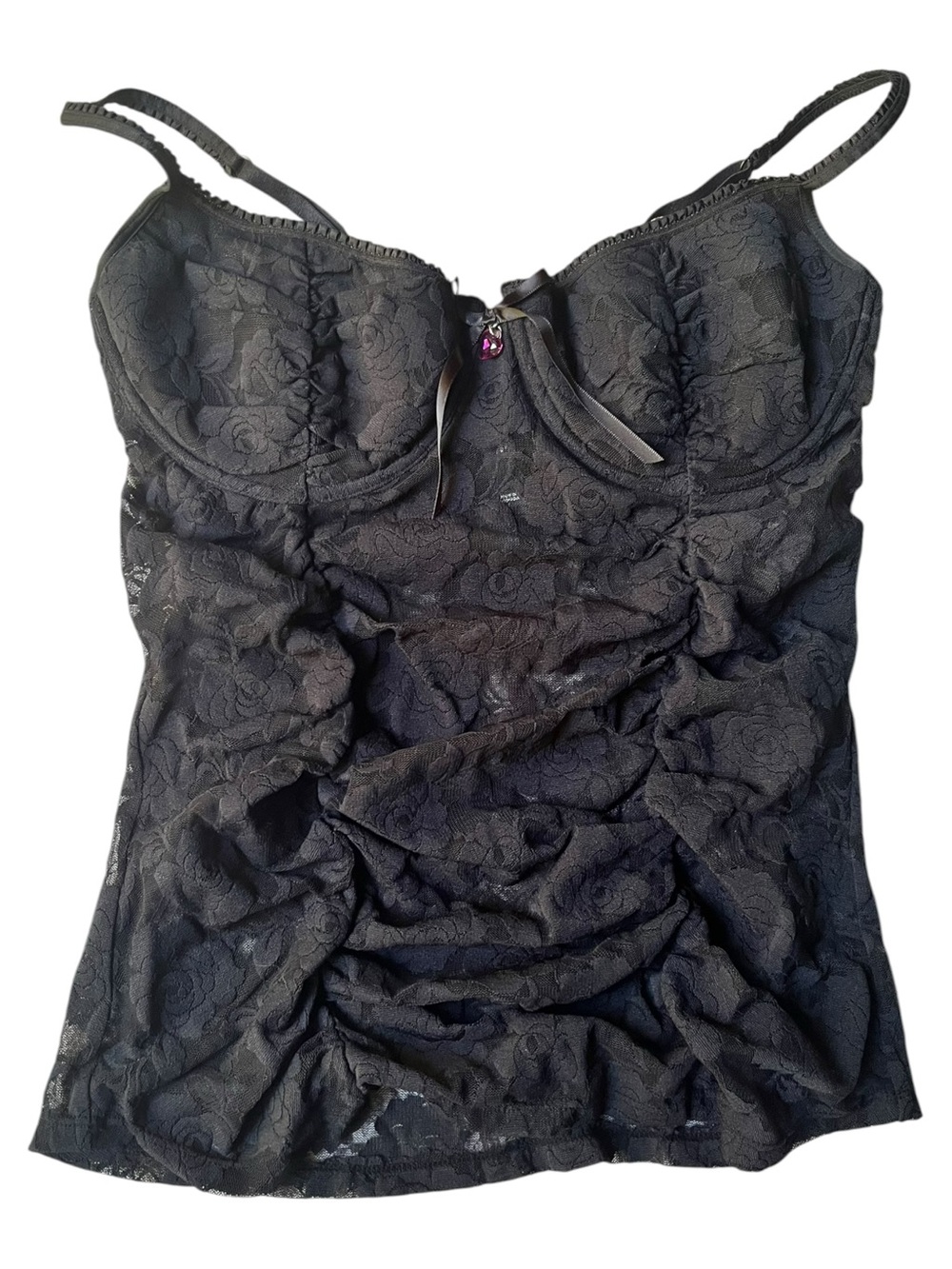 Vintage y2k early 2000s Victoria’s Secret Black Lace Bustier Camisole Top